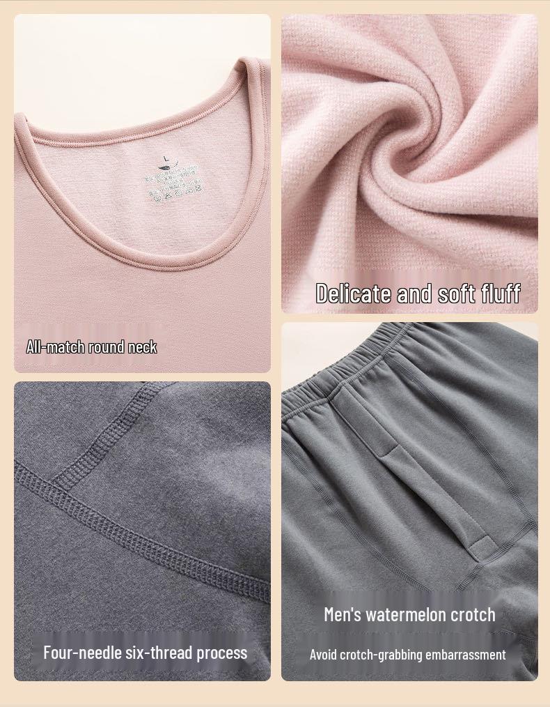 Lyocell Cashmere Thermal Set: Fleece-Lined, Extra Thick, Self-Heating Base Layer for Couples (Autumn Wear)