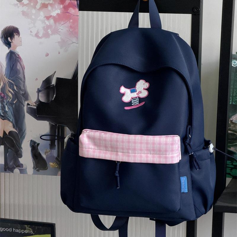 Schoolbag new fresh and sweet plaid backpack junior high school students casual simple light commuting versatile large capacity backpack