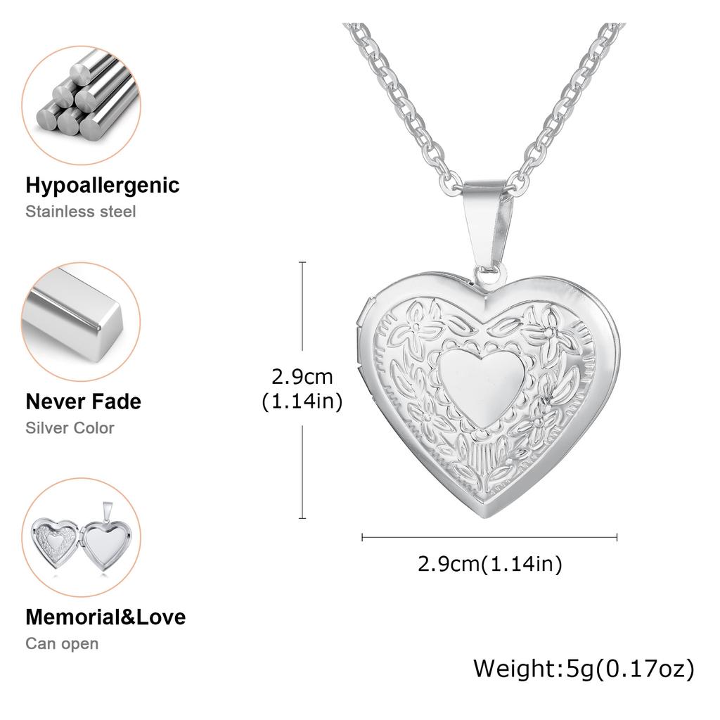 Vnox Ciondoli Medaglione Cuore Leggero per Donna Uomo Apribile Porta Foto Collane in Acciaio Inossidabile Lucido Amore Familiare Collare