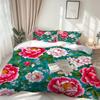 High-End Premium Pink Peony Patern Soft Duvet Cover Quen Sized Dimensions Colorful Floral Set Pink Background Botanical Flowers Peony Beding Set 3 Pcs