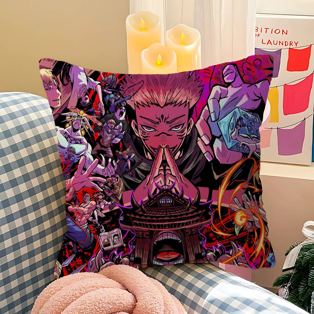 Japanese Manga J-Jujutsu K-Kaisen Pillow Covers Cartoon Sofa Decorative Home Double-Sided Printing Plush Cute Cushion Cover