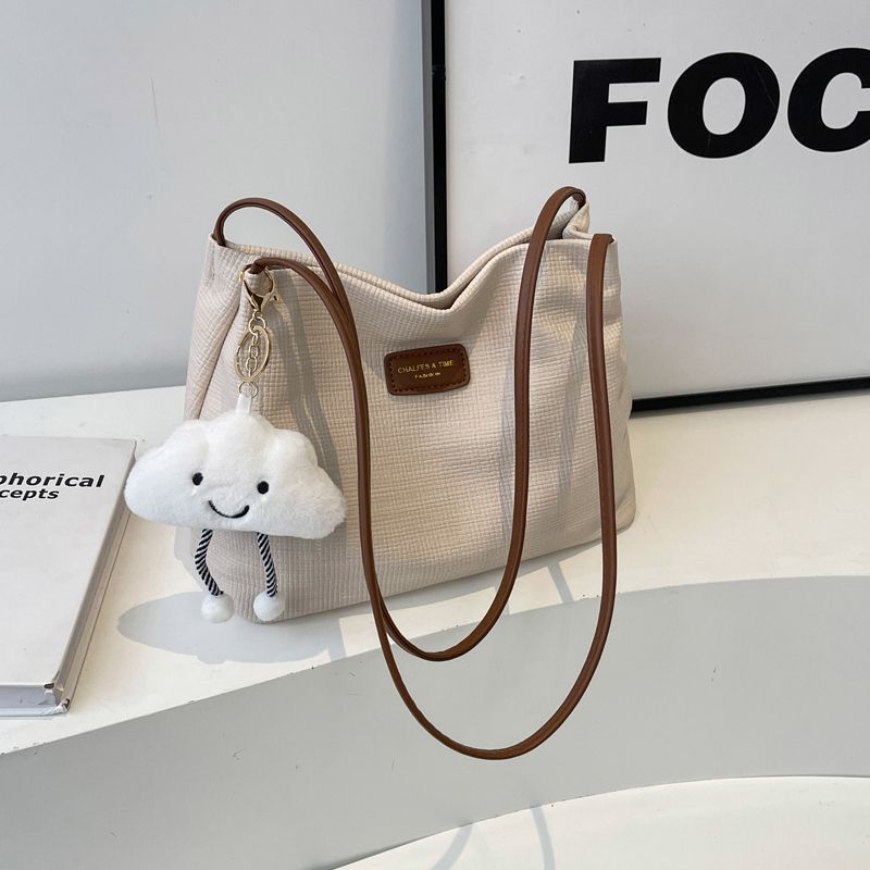 

Accessible Luxury Women Fall and Winter Work Work Clothing Special-Interest Shoulder Bag Coffee ribbon pendant
