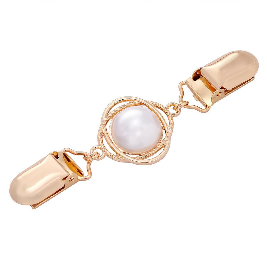 Retro Pearl Sweater Clip Brooch - Adjustable Shawl & Cardigan Scarf Clip for Skirt Waist Tightening