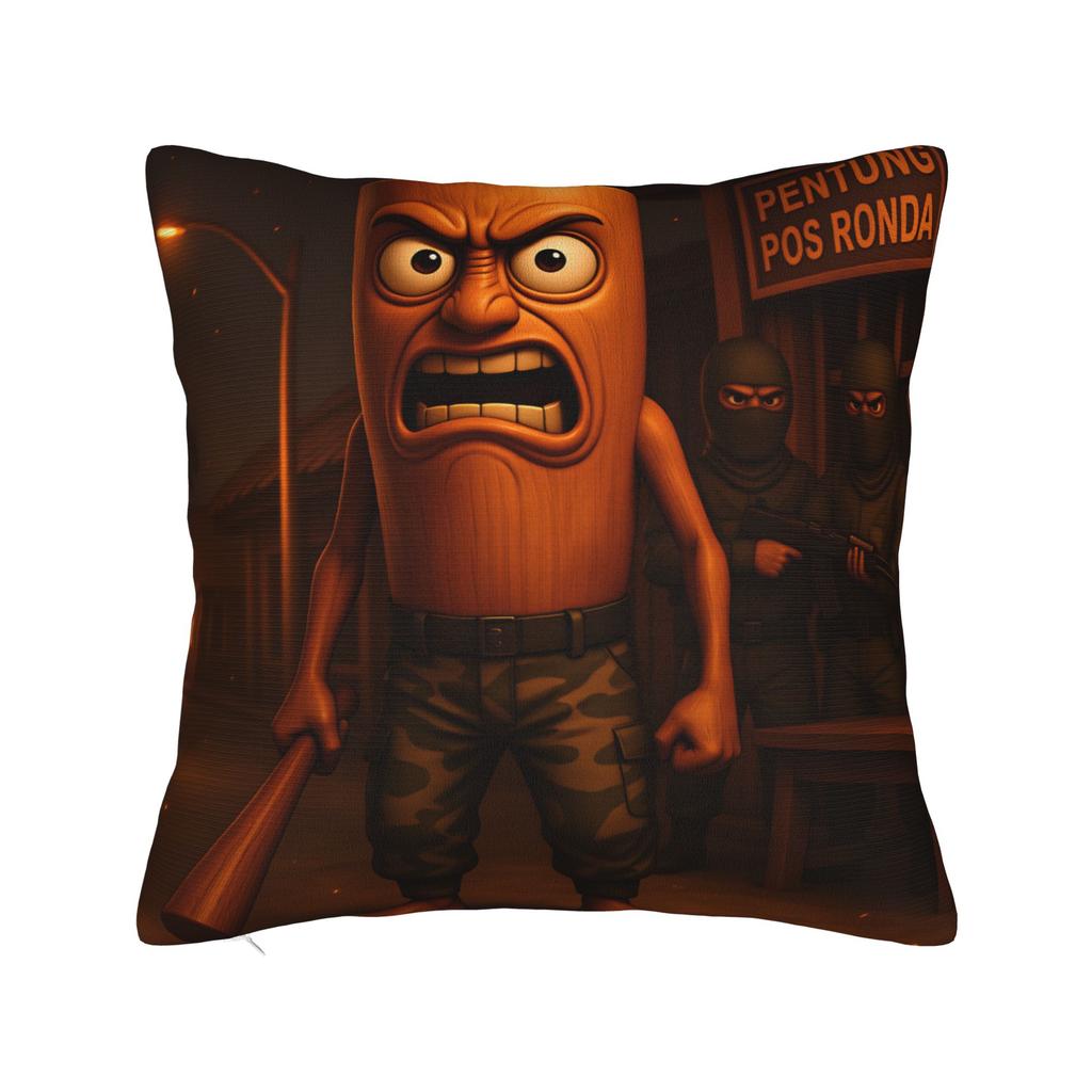 Pillow Cover Tung Tung Tung Sahur Bootleg Brainrot Italian Brainrot Meme Trendy Pillow Case For Living Room Chair Pillowcases