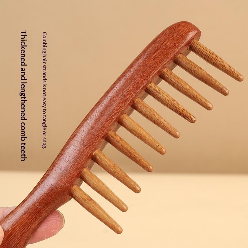 1Pc Natural Wooden Comb Meridian Massage Anti-Static No-Snags Wide Tooth Comb For Women Girl Straight Curly Hair