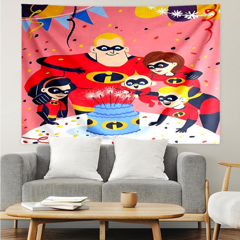 The Incredibles Print Tapestry, Backdrop, Easy Setup, Ideal for Bedroom, Office & Living Room, with Aesthetic Wall Hanging Decor.