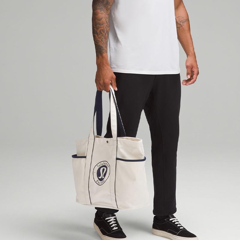 Lululemon Bolsa Tote de Ombro de Lona Casual Fashion com Múltiplos Bolsos Diária de 20L Unissex Cor Preto Natural LU9BN2S-11185