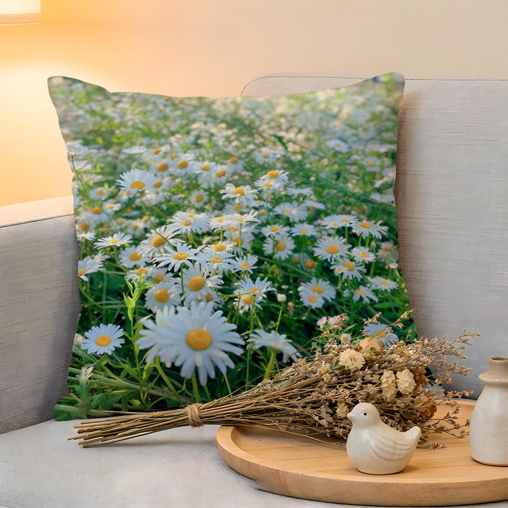 Cushion Cover  Linen  SkinFriendly Soft Decorative Case For Sofa Home Decor Fashion Daisy Pillow Cover