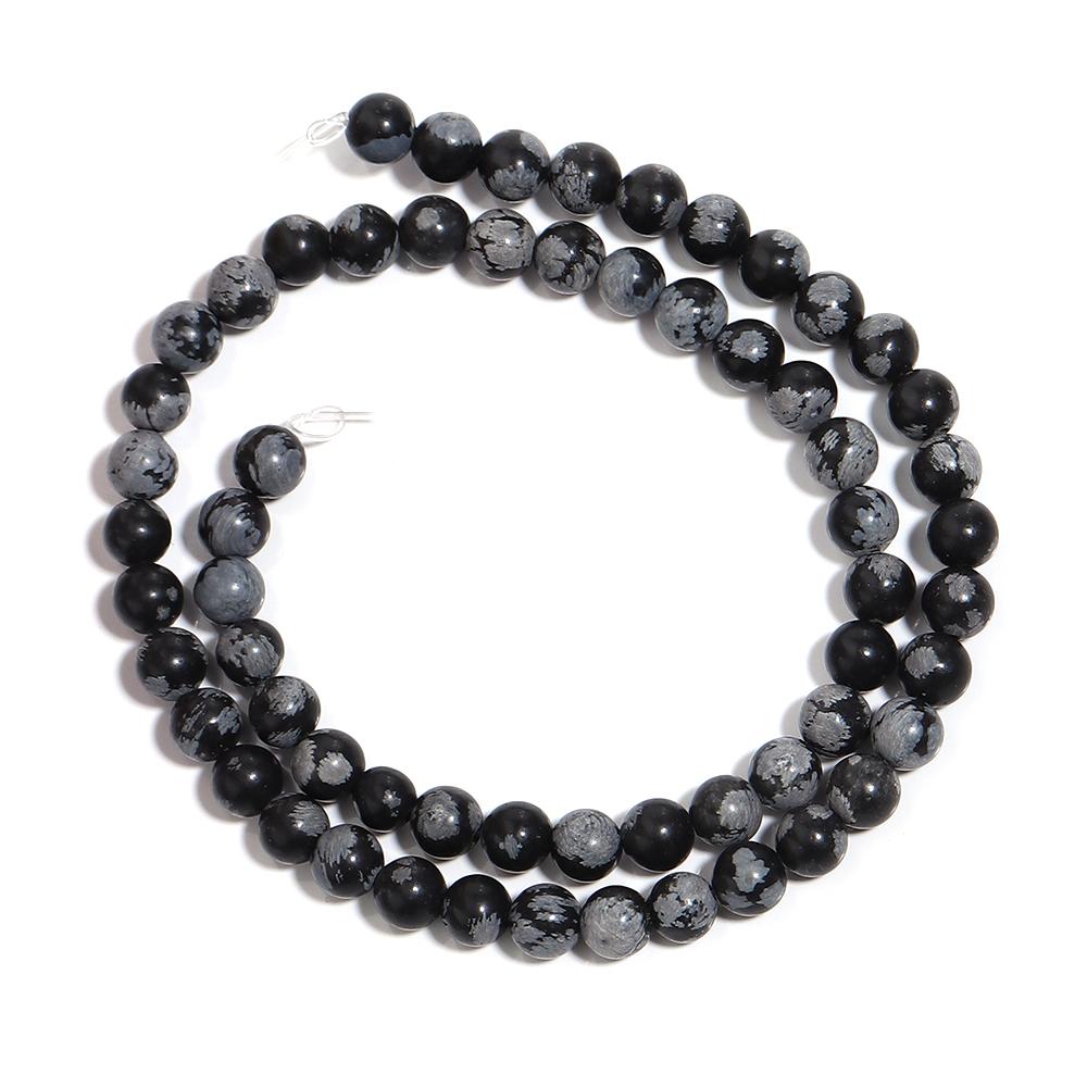 4 6 8 10 12mm Natural Snowflake Obsidian Stone Beads Round Gemstone Loose Bead For Jewelry Making DIY Bracelet Necklace Supplies