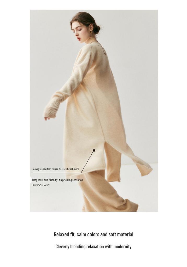 Women's Lightweight Baby-Grade Cashmere Cardigan - White Shawl Knit Jacket, Soft and Cozy for Autumn and Winter