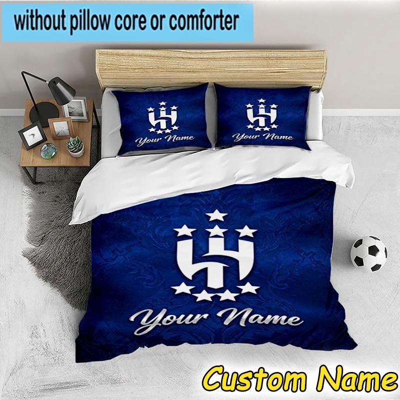 3pcs Custom Name Hilal FC Crest Bedding Set Includes 1 Duvet Cover & 2 Pillowcases for All Seasons Dormitory Home Decor Christmas Gifts