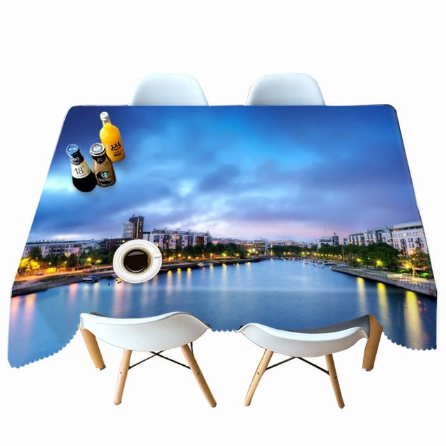 Seascape World Pattern Sea Playground Tablecloth Thicken Cotton Rectangular Round Table Cloth For Wedding Picnic Party