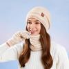 Winter Knitted Hat Scarf Gloves Set Thermal Soft Warm Three Piece Beanie Neck Warmer Touchscreen Gloves Outdoor Daily Wear Women Winter Accessory
