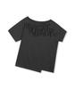 Yusentig Asymmetrical Print Off-Shoulder T-Shirt Dark Gray Aw6Me40413