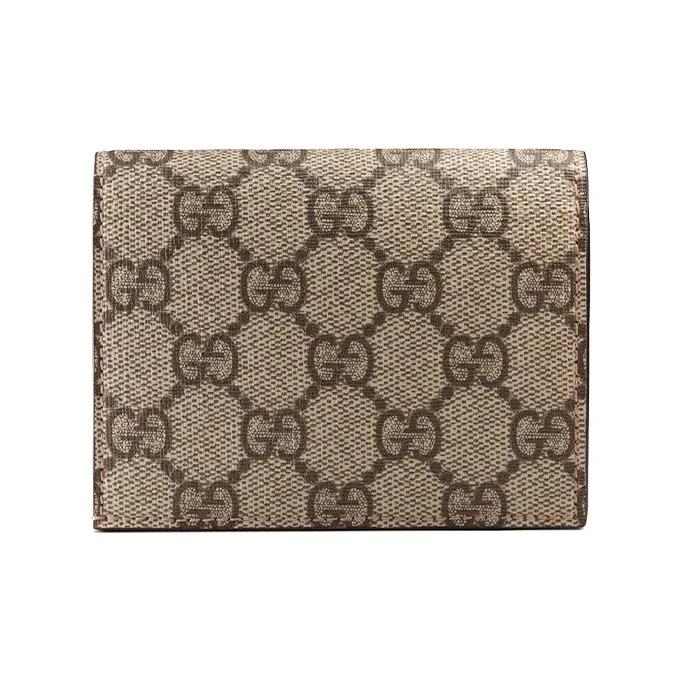 Gucci Doppelt faltbare Canvas- und Lederbrieftasche mit 3D-Kirschverzierung und Vintage-Logo, Damenbrieftasche in Ebenholz/Rot