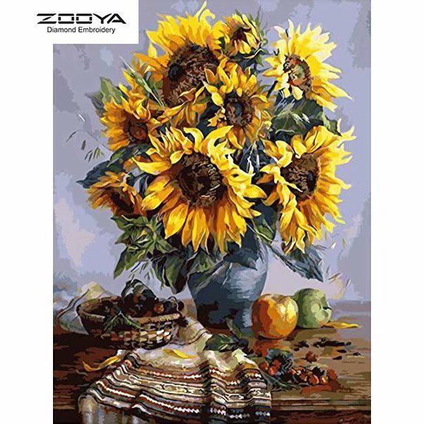 

ZOOYA DIY 5D полная круглая алмазная картина маслом Подсолнух Алмазная вышивка крестиком домашний декор