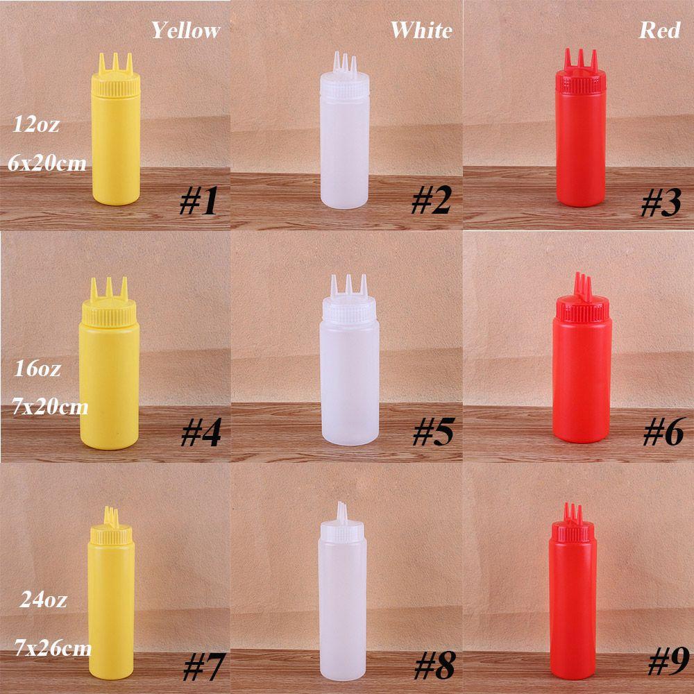 Ketchup Condiment Vinegar Oil 3 Hole Cruet Bin Dispenser Squeeze Bottle
