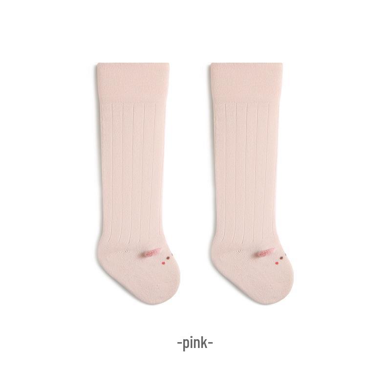 3D Ears Over-the-Knee Newborn Socks - Seamless, Loose Cuff, High-Top Cotton for Spring & Autumn