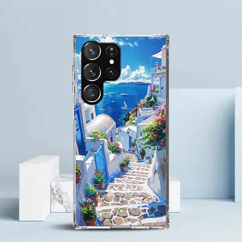 Greece In Summer Santorini Soft Cover for Samsung Galaxy S25 Edge S26 S24 S23 Ultra Phone Case S22 S21 Plus S20 FE Print Pattern