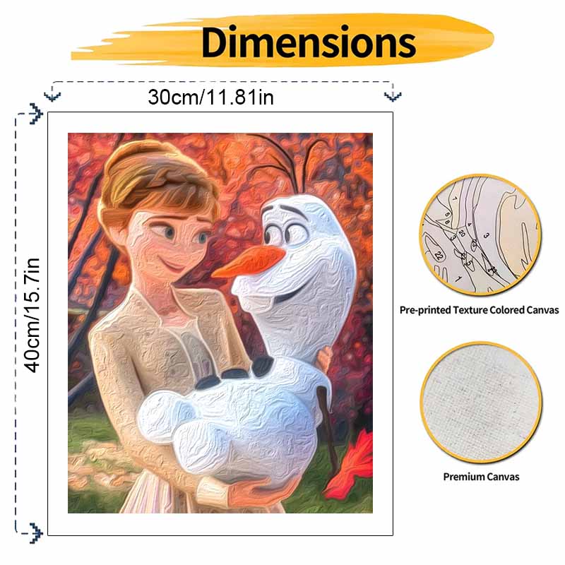 Disney Anna and Olaf Paint By Number Kit Number Drawing Canvas DIY Picture Home Decor Disney Frozen Painting Wall Art Craft Gift Set