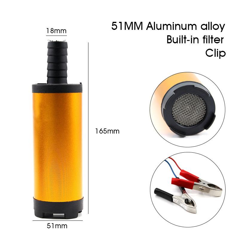 51MM Electric Submersible Pump For Pumping Diesel Oil Water Fuel Transfer Dc 12V 24V Volt Mini Car Kerosene Suction Pump 20L/min