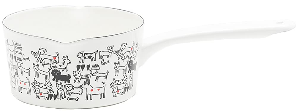 

Toyohoro Plune Enamel Milk Pan, Monotone Dog, 15cm, YJM-105