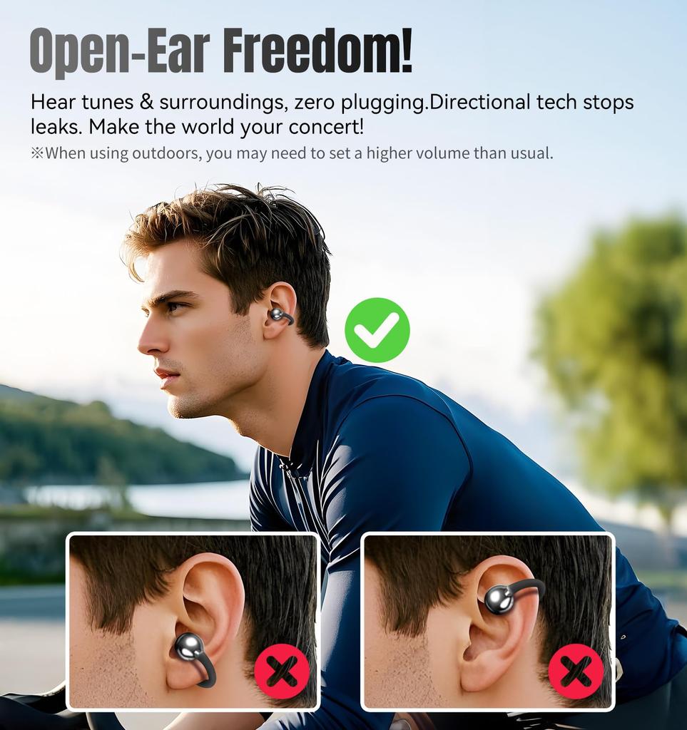 King Lucky Ear Cuff Bluetooth Wireless IPX5 Ear Innovative OWS Air Conduction Bone Conduction No Ear Made in Sound Quality for Exercise and with ENC