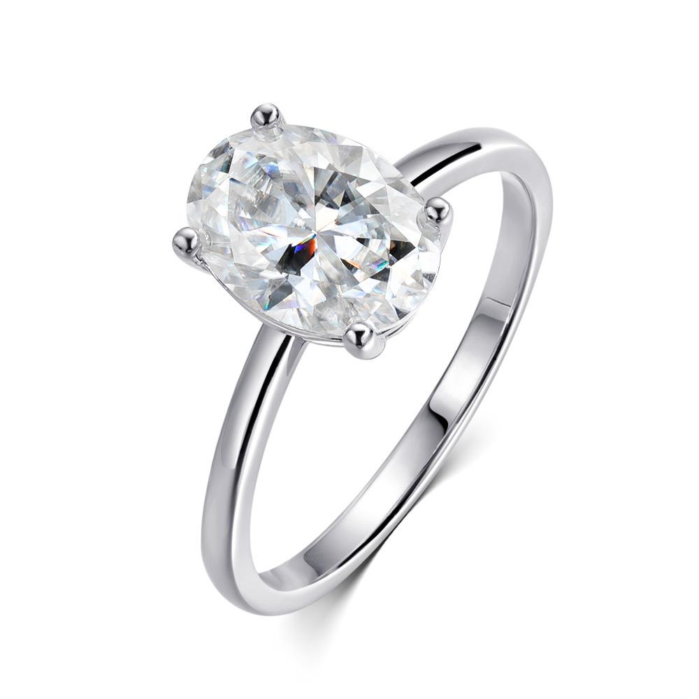 1/2/3/4 Karat Oval geschliffener Moissanit Solitär Diamantring GRA Zertifiziert Kupfer Party Eheringe Schmuck für Damen