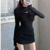 Sexy Spice Girl Hollow Semi-turtleneck Long Sleeve Dress Women's Spring New Slim and Skinny Inner Hip Wrap Short Skirt
