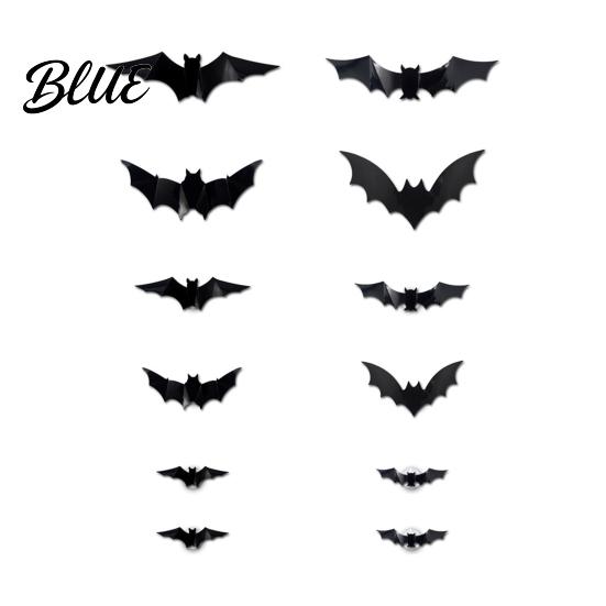 Removable Wall Decal Halloween LED Stickers Glow-in-the-Dark Bat & Spider Decorations Battery-Powered Hanging Ornaments Night Light Sticker