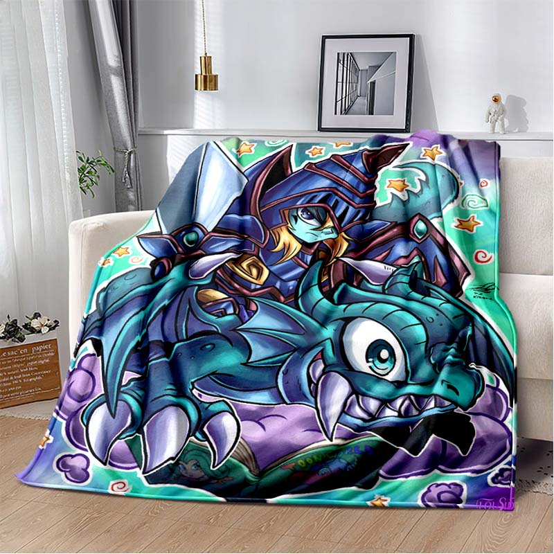 Dark Magician Cartoon Anime Throws Blanket Kids Super Soft Cute Blankt for Travel Couch Picnic Bed Flannel Blanket Birthday Gift