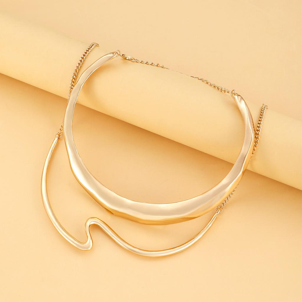 Ins Light Luxury Geometric Wave Necklace – Exaggerated High-Quality Collar Jewelry for Women