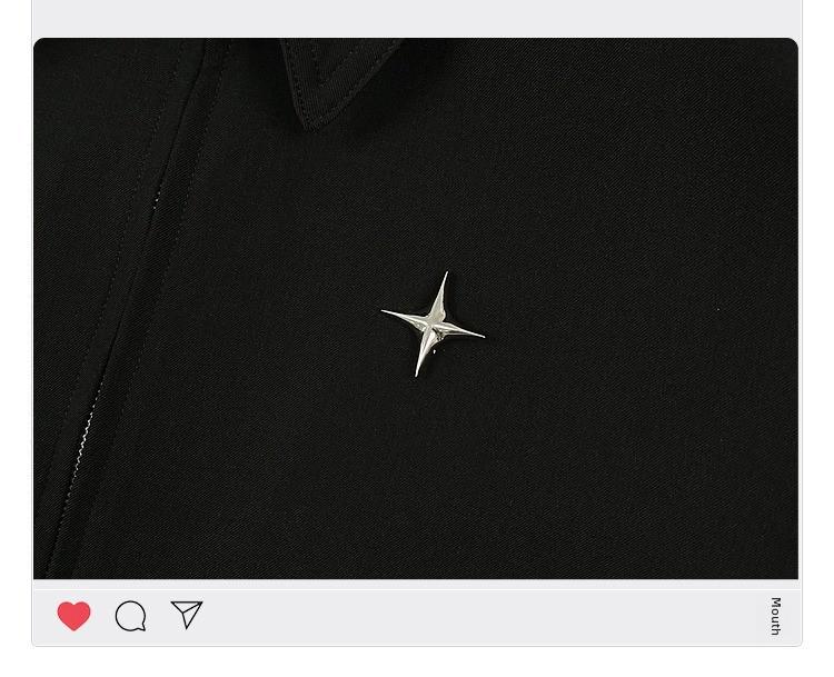 Giacca da Uomo Versatile con Distintivo a Stella e Collo a Polo: Ispirazione Europea e Americana, Stile Motociclistico Casual