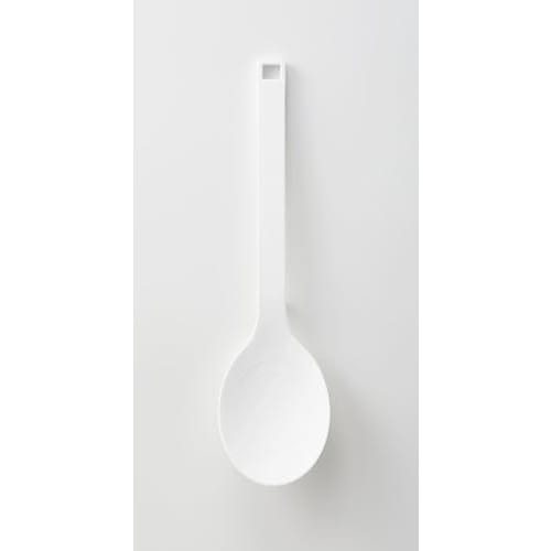 Yamazaki Tower Silicone Cooking Spoon, White, Approx. W7 X D3 X H26cm, Dishwasher Safe, Floating Tip, Measuring Meter, 4272