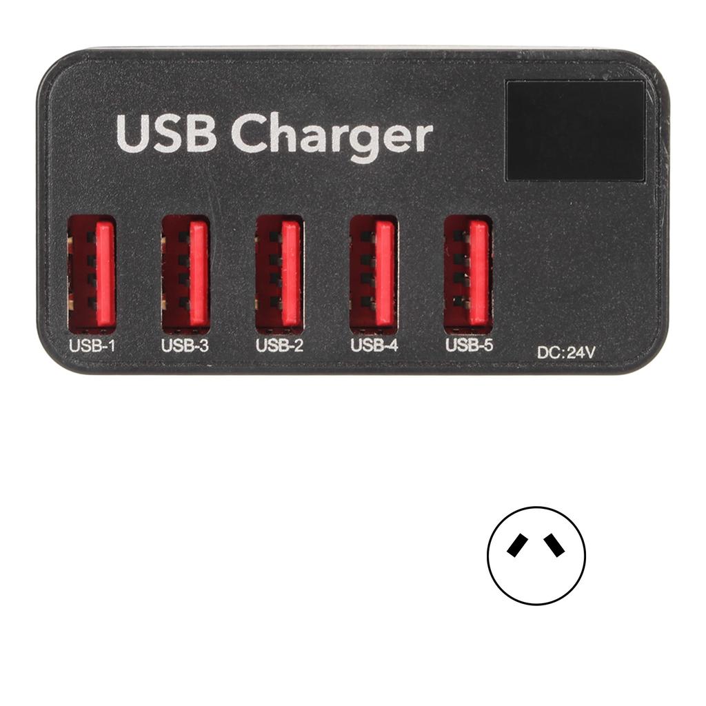 USB Charging Station 48W 5 Port Desktop USB Charger with Power Adapter USB Charging Hub for Phone