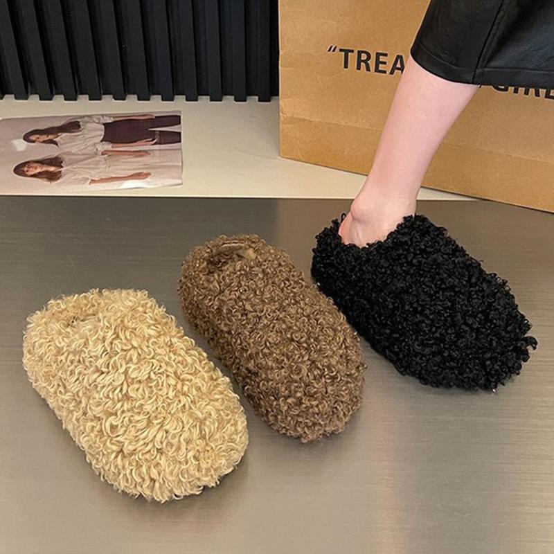 Fashion Winter 2025 Fashion Women's Shoes Comfortable Plush Velvet Warm Slippers Home Non-slip Lightweight Soft-soled Indoor Slippers