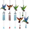 Glass Hummingbird Wind Chime Diamond Glass Crafts Hanging for Home Garden Courtyard Balcony Decoration Housewarming Gift