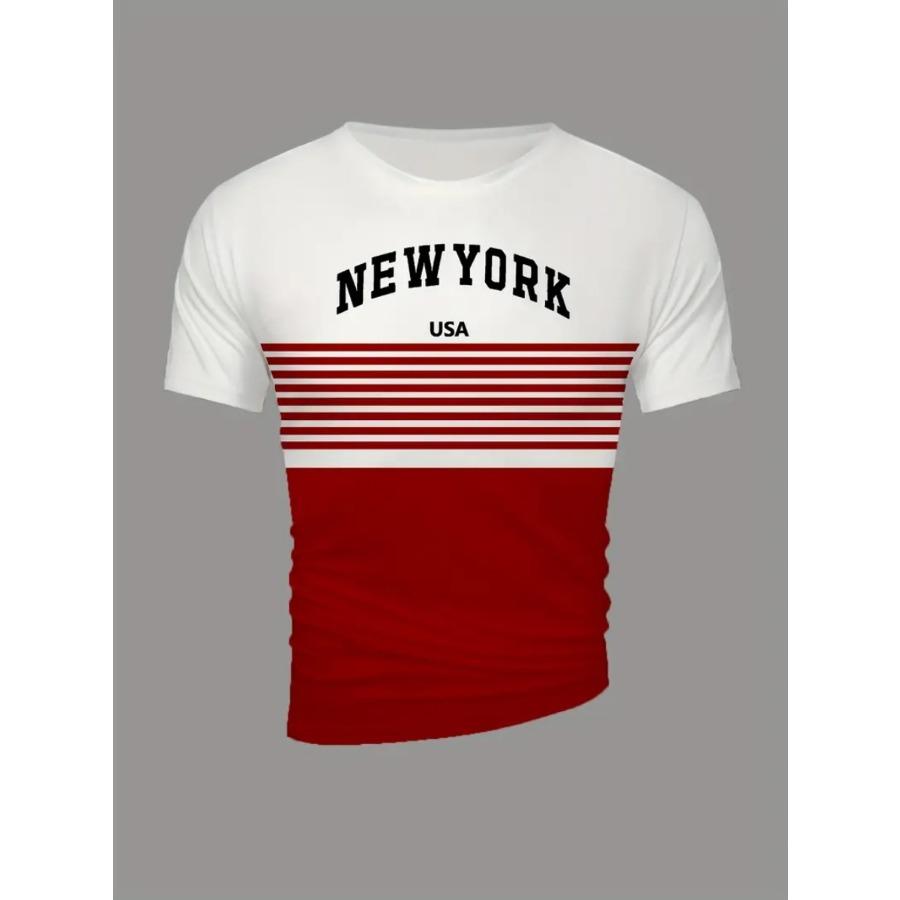 Men Striped T Shirt Tee Shirt Short Sleeve O-Neck TShirt Vintage Casual Large Size T-Shirts Men’s