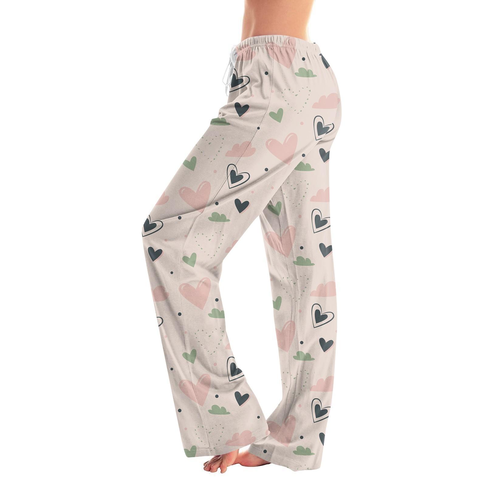 

Жіночі піжамні штани, одяг для сну, повсякденні штани на шнурках, еластичні пояси, зручні прямі вільні штани для йоги S Кіновар