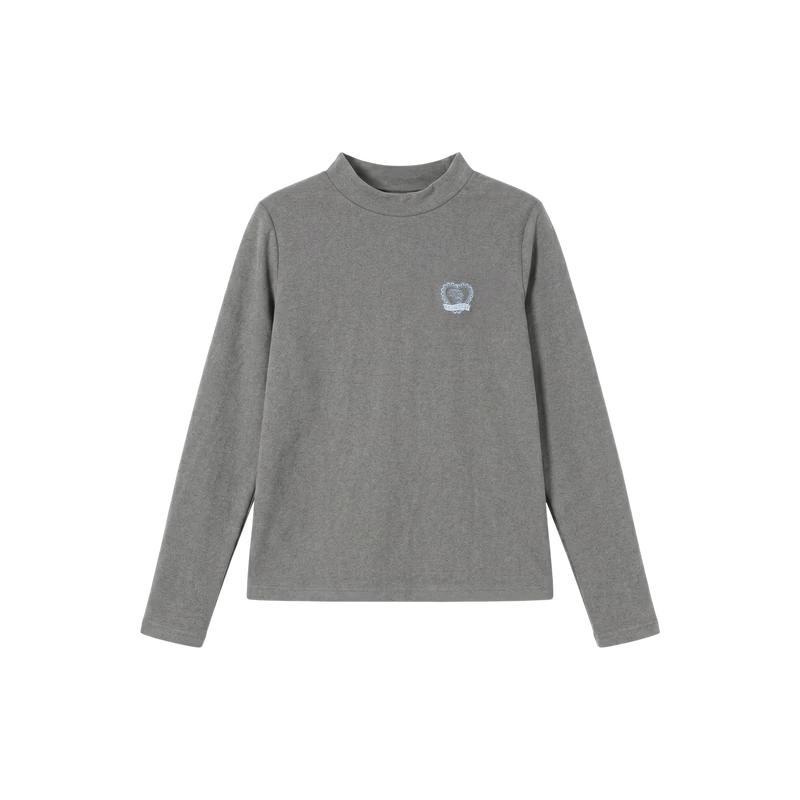 DEESHA Girls' Embroidered Mock Neck Thermal T-Shirt