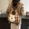 Large Capacity Premium Tote Bag Women's Bag 2025 New Woolen Plaid Tote Bag Fashion Backpack
