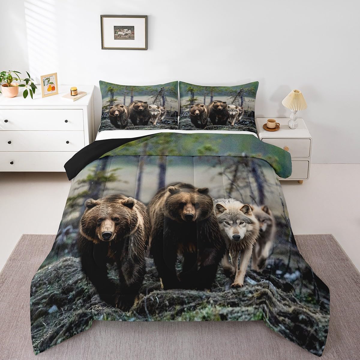 

Cute Elephant Bedding Set,Cherry Blossoms Comforter Set Twin Size for Kids Boys Girls Child,Cartoon Animal Flowers Duvet Insert for Home Roo 155x200cm