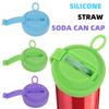 Colorful Silicone Sodas Can Lid and Straw Easy Use Spill-proof Sealed Can Cover for Canned Beverages Beer and Juice