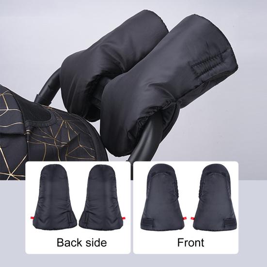 1 Pair Winter Baby Stroller Gloves Cold Weather Fleece Lined Warm Thick Waterproof Windproof Thermal Stroller Fingerless Mittens Stroller Accessories