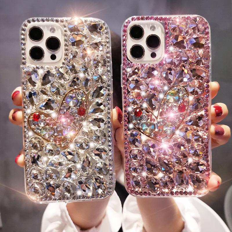 Iphone17Pro mobile phone case is suitable for 15 love Xsmax rhinestone Xr hemming 16Plus temperament full diamond 14.