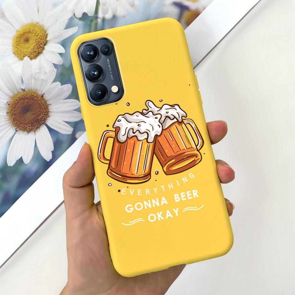 For OPPO Reno5 Pro 5G 4G Reno5 Phone Case Reno 5 5Pro CPH2201 CPH2145 Cute Cat Cartoon Candy Color Soft Silicone TPU Back Cover