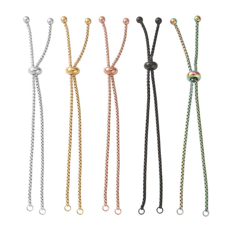 Adjustable DIY Beaded Pearl & Stainless Steel Bolo Chain Bracelet