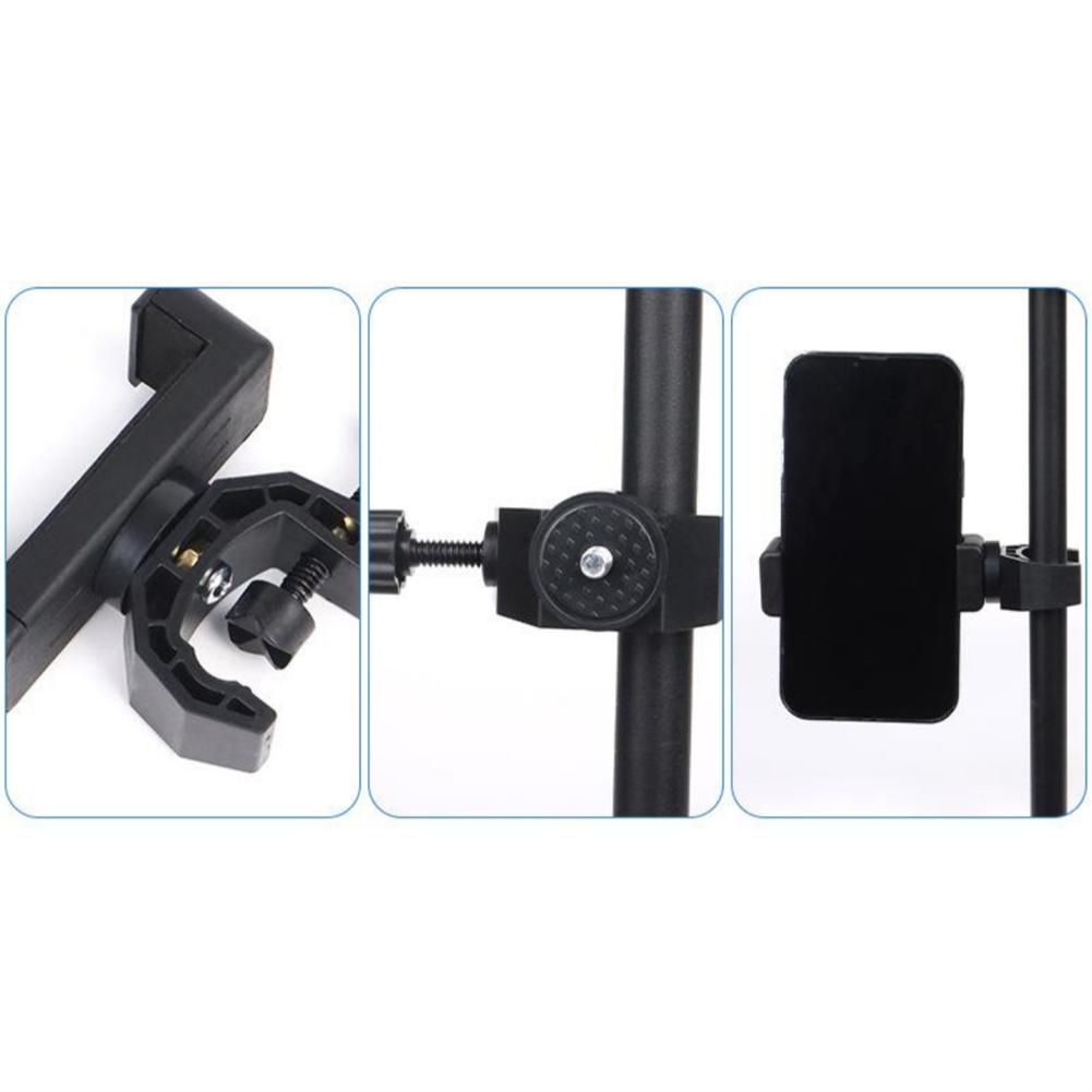 10x4cm Microphone Stand Phone Holder 360 Degree Rotating Black