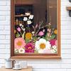 Spring Flowers Window Clings Double-sided Watercolor Flowers Glass Decals Reusable Static PVC Sticker for Home Glass Door Window