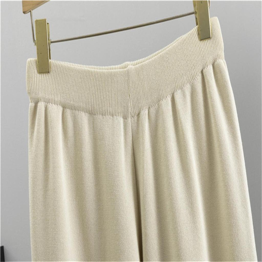 Spring Casual Fashion Suit Fashionable Striped Knitted Top Wide Leg Pants Two Piece Set for Women